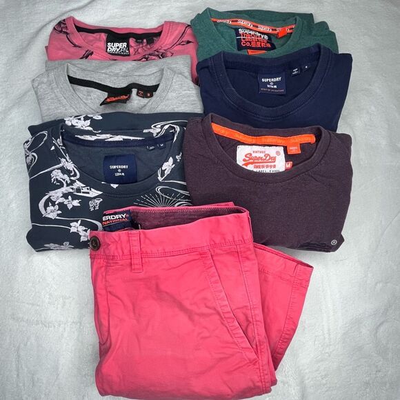 Super Dry Graphic Tshirt Lot Small Medium and Chino Shorts - Picture 1 of 8